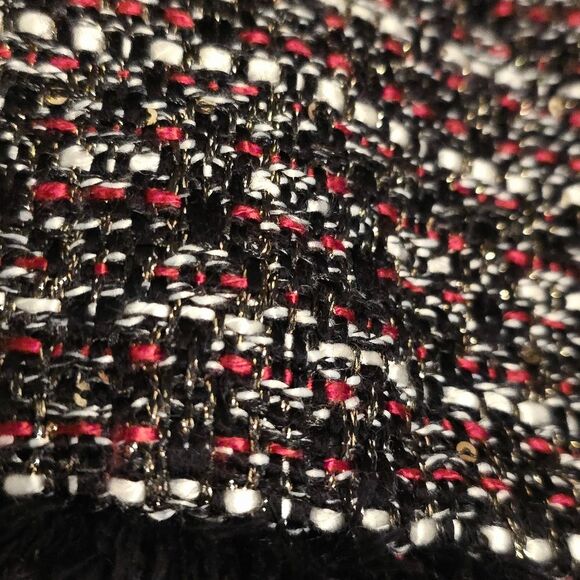 Loft Tweed Sequined Glitter Short Skirt Black Red White 6 - Picture 4 of 8